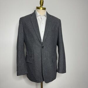 Express Blazer Sport Coat Large 42R Mens Gray Herringbone Tweed